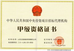 中央投資項目招標代理機構(gòu)甲級資格證書
